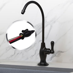 Metpure vase style air gap reverse osmosis faucet in matte black with pre-attached drain tubes