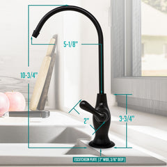Metpure vase style air gap reverse osmosis faucet in matte black with pre-attached drain tubes