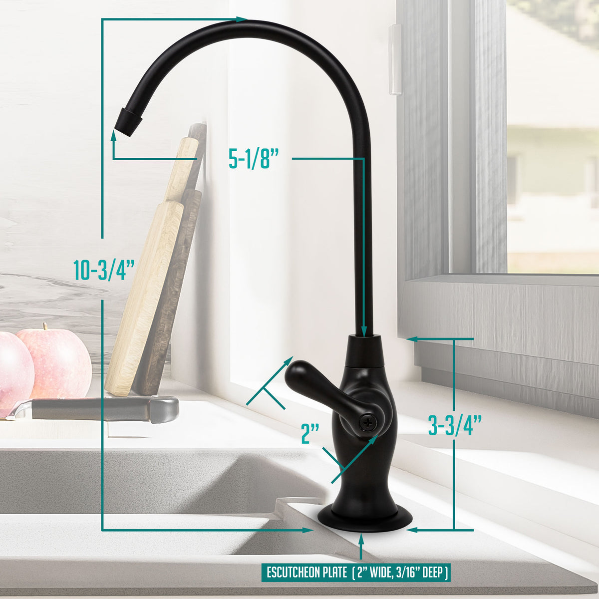 Metpure vase style air gap reverse osmosis faucet in matte black with pre-attached drain tubes