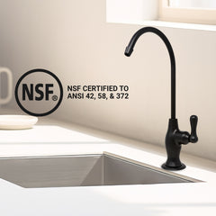 Metpure vase style air gap reverse osmosis faucet in matte black with pre-attached drain tubes