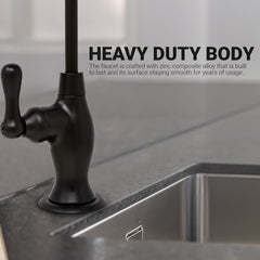 Metpure vase style air gap reverse osmosis faucet in matte black with pre-attached drain tubes