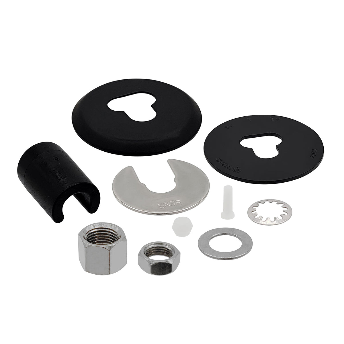 Matte Black escutcheon plate and mounting hardware pack for Metpure FA-05 Air Gap RO faucet
