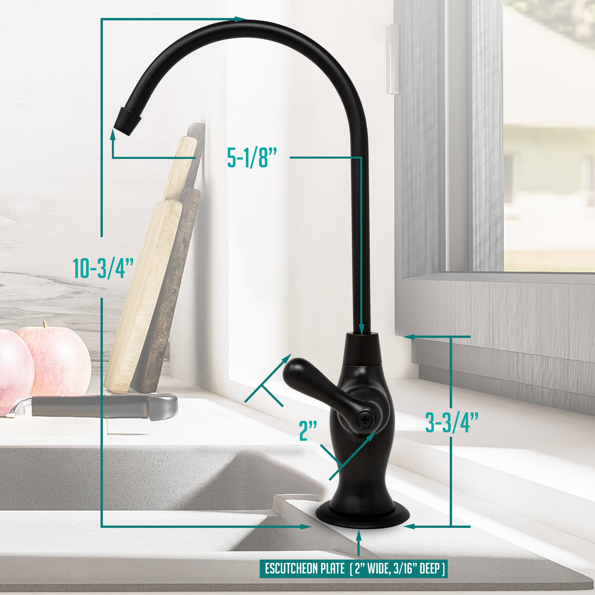Metpure Vase Style Non-Air Gap RO Faucet Kit with Wrench & 1/4 inch + 3/8 inch OD Adapters, NSF - view 85