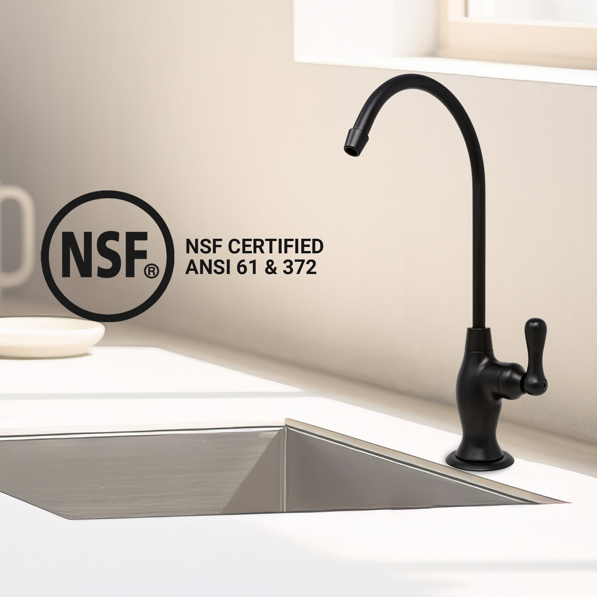 Metpure Vase Style Non-Air Gap RO Faucet Kit with Wrench & 1/4 inch + 3/8 inch OD Adapters, NSF - view 87