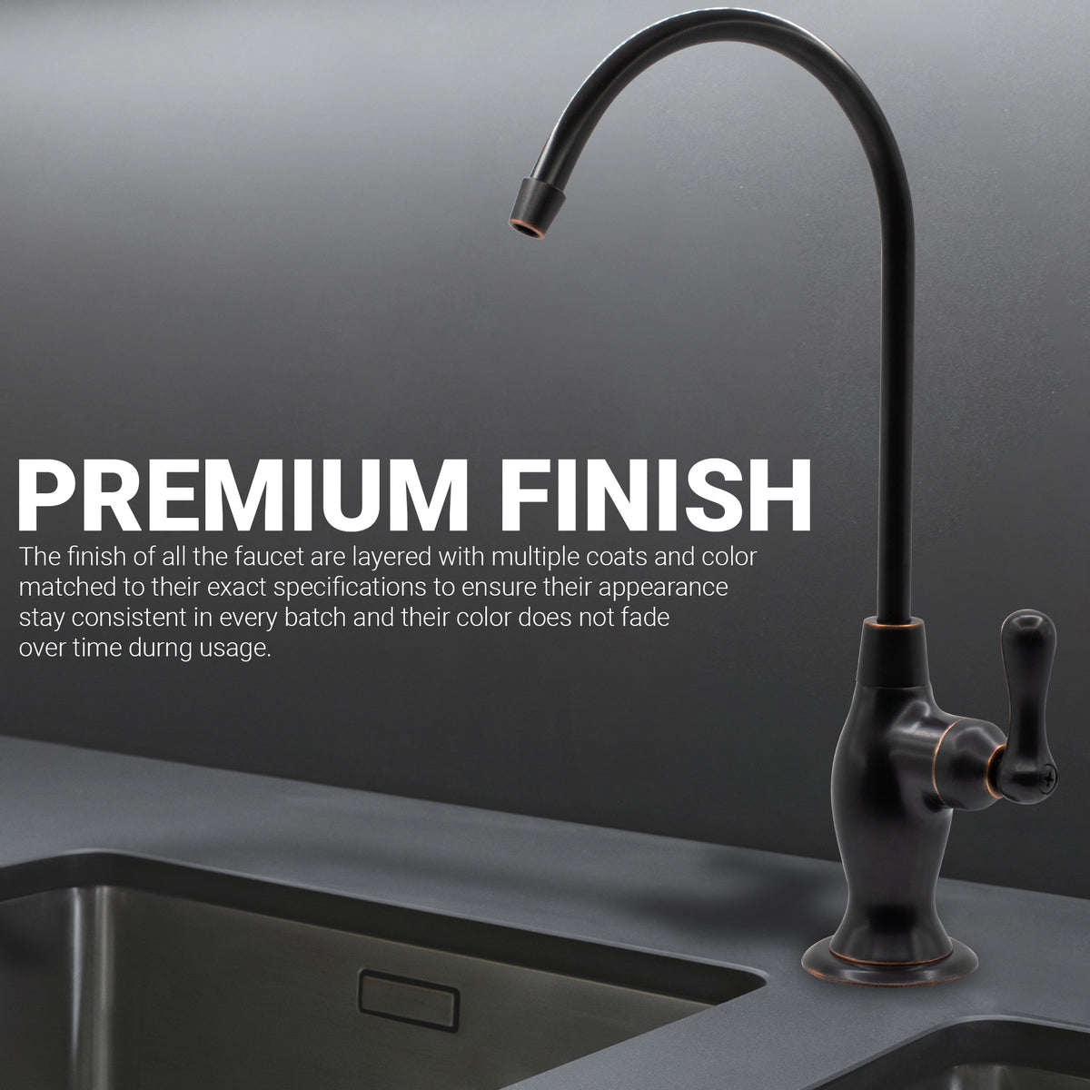 Metpure Vase Style Non-Air Gap RO Faucet Kit with Wrench & 1/4 inch + 3/8 inch OD Adapters, NSF - view 141