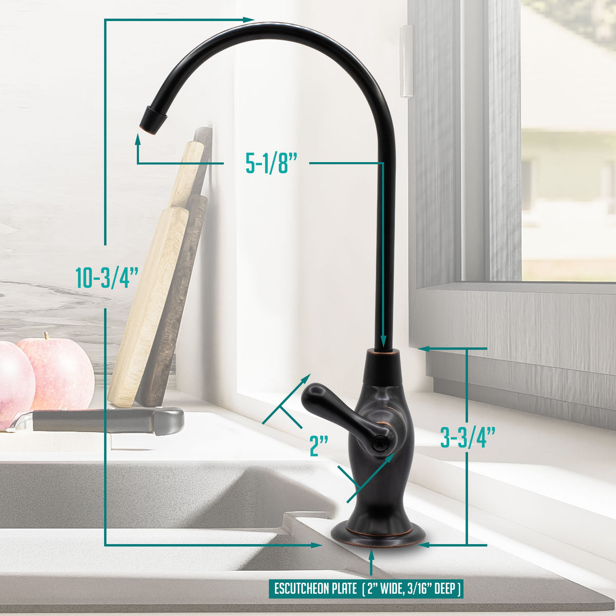 Metpure Vase Style Non-Air Gap RO Faucet Kit with Wrench & 1/4 inch + 3/8 inch OD Adapters, NSF - view 142