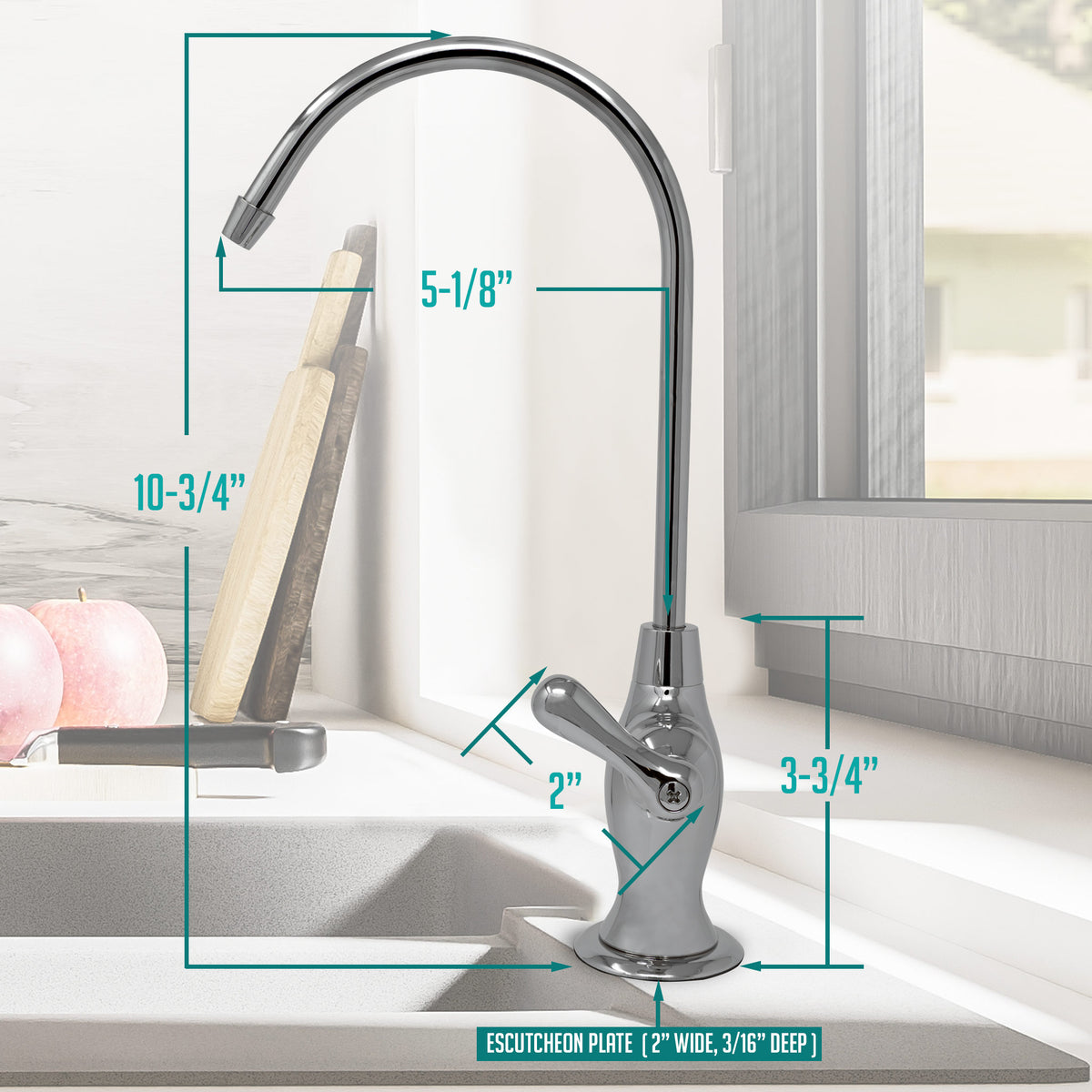 Metpure Vase Style Non-Air Gap RO Faucet Kit with Wrench & 1/4 inch + 3/8 inch OD Adapters, NSF - view 91