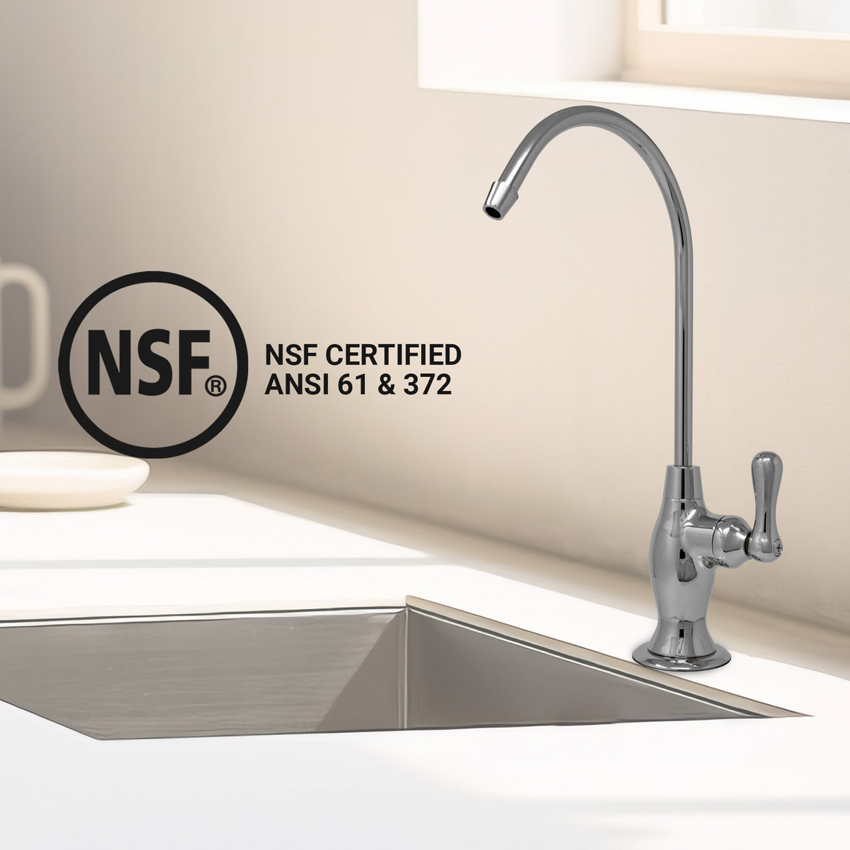 Metpure Vase Style Non-Air Gap RO Faucet Kit with Wrench & 1/4 inch + 3/8 inch OD Adapters, NSF - view 93