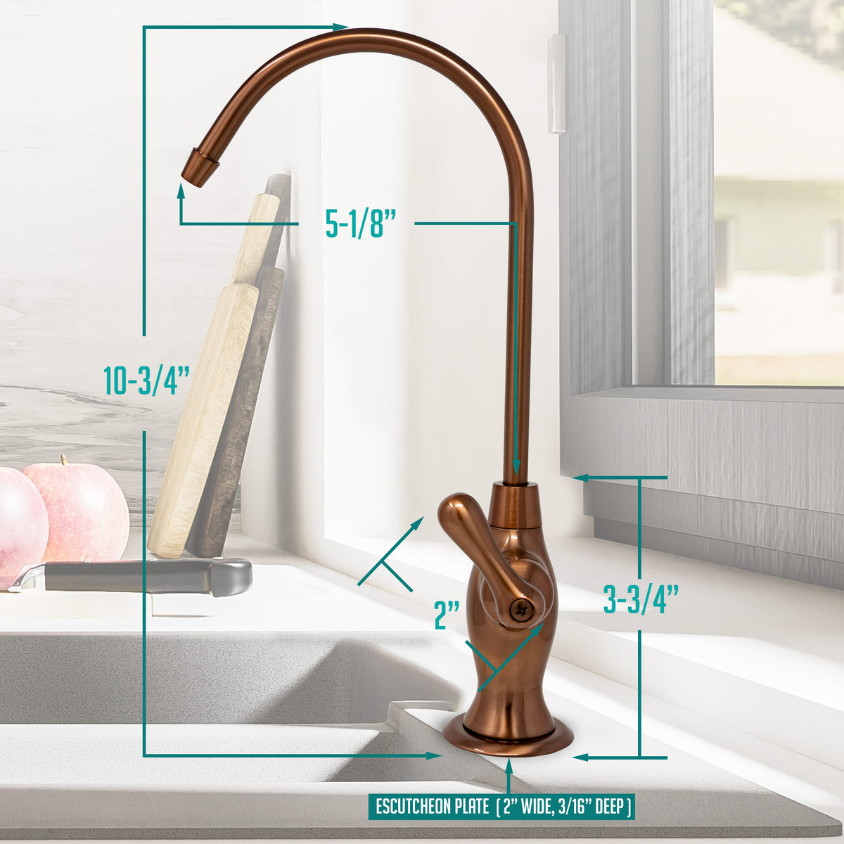 Metpure Vase Style Non-Air Gap RO Faucet Kit with Wrench & 1/4 inch + 3/8 inch OD Adapters, NSF - view 97