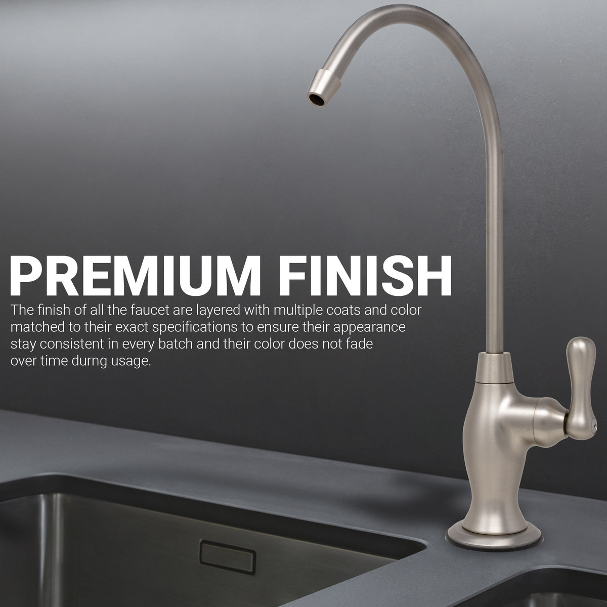 Metpure Vase Style Non-Air Gap RO Faucet Kit with Wrench & 1/4 inch + 3/8 inch OD Adapters, NSF - view 102