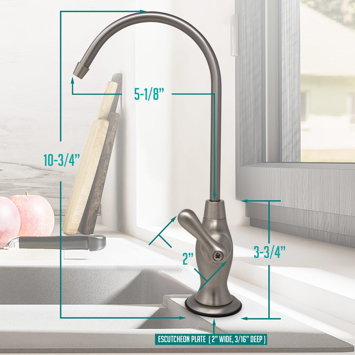Metpure Vase Style Non-Air Gap RO Faucet Kit with Wrench & 1/4 inch + 3/8 inch OD Adapters, NSF - view 103