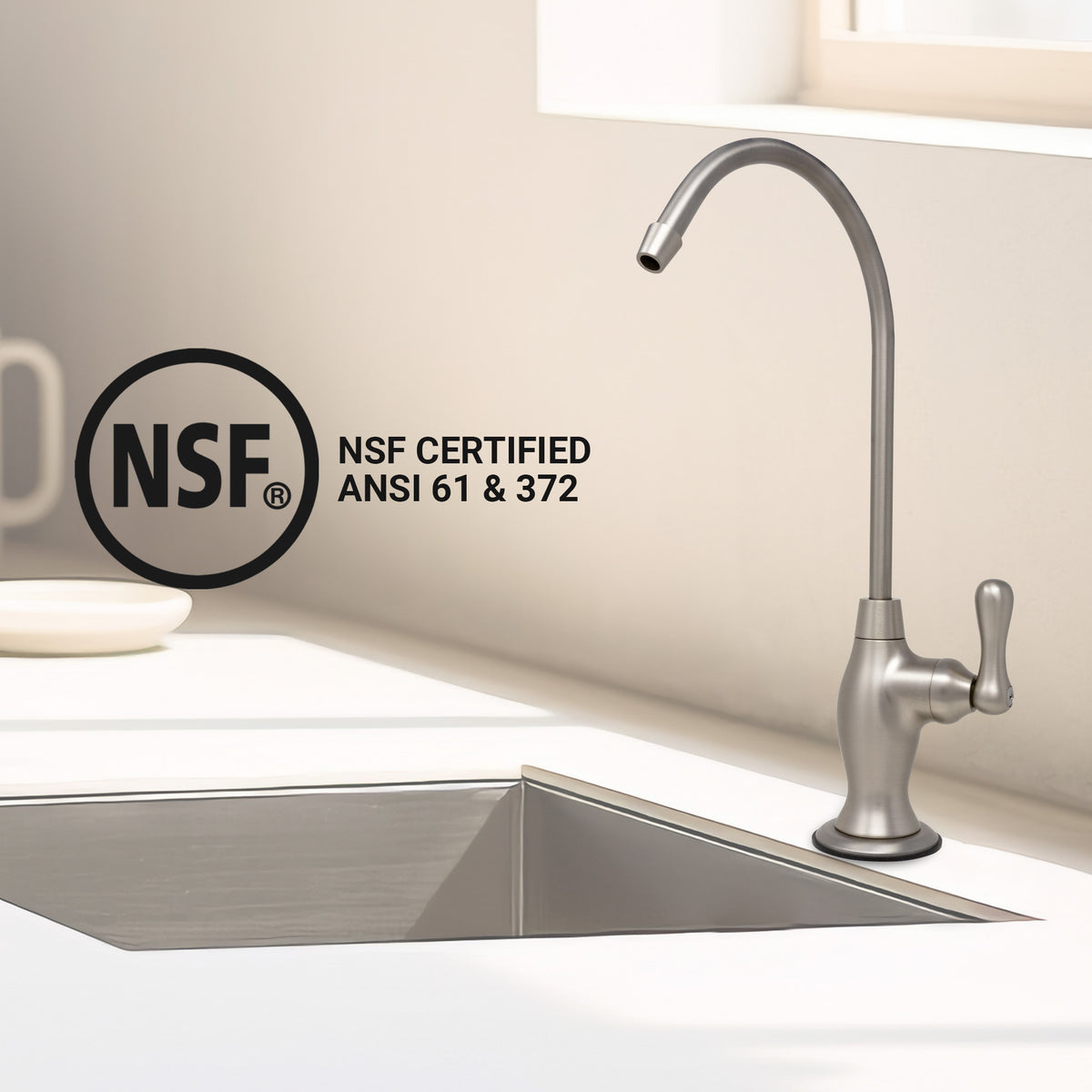 Metpure Vase Style Non-Air Gap RO Faucet Kit with Wrench & 1/4 inch + 3/8 inch OD Adapters, NSF - view 105