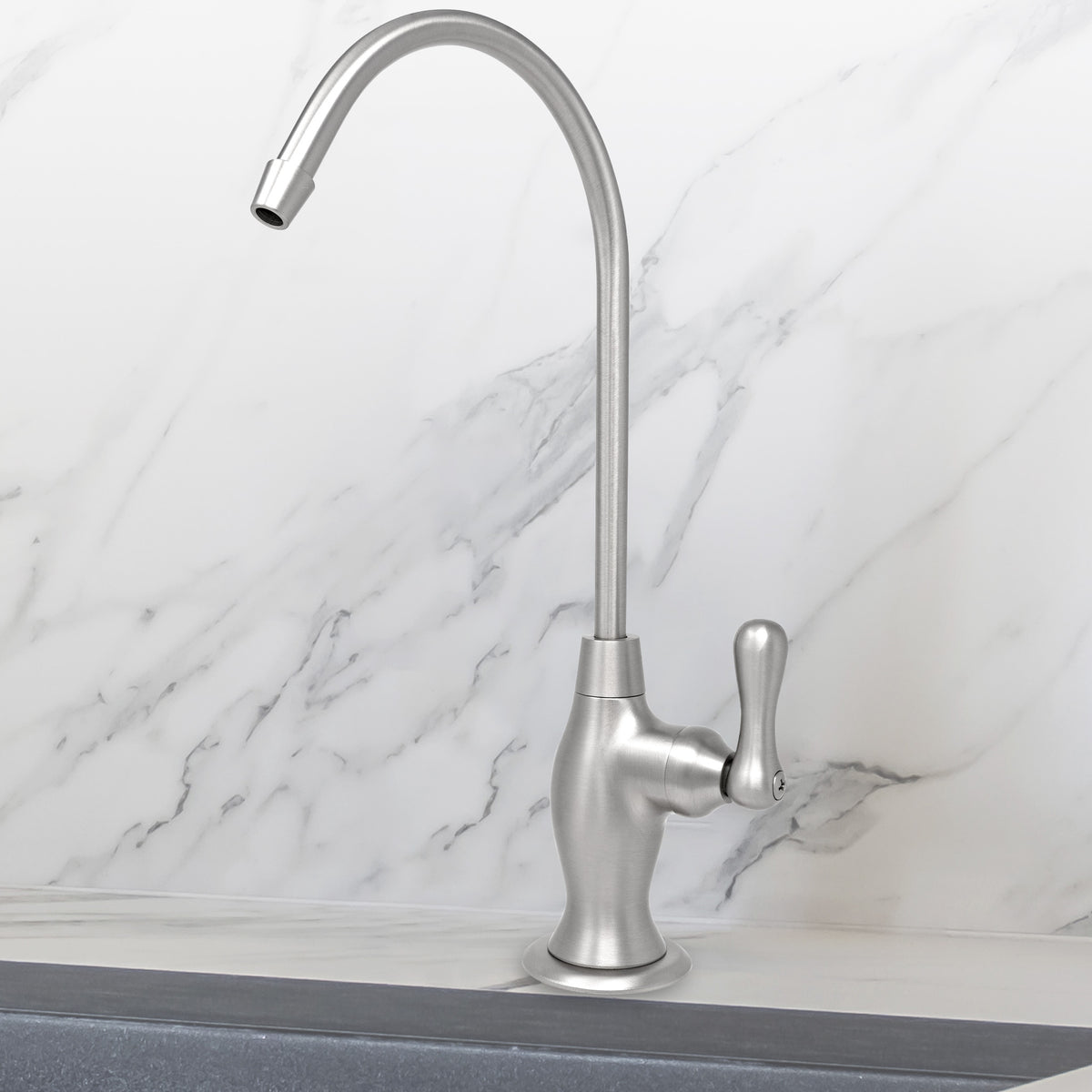Metpure vase style non-air gap reverse osmosis faucet in stainless steel