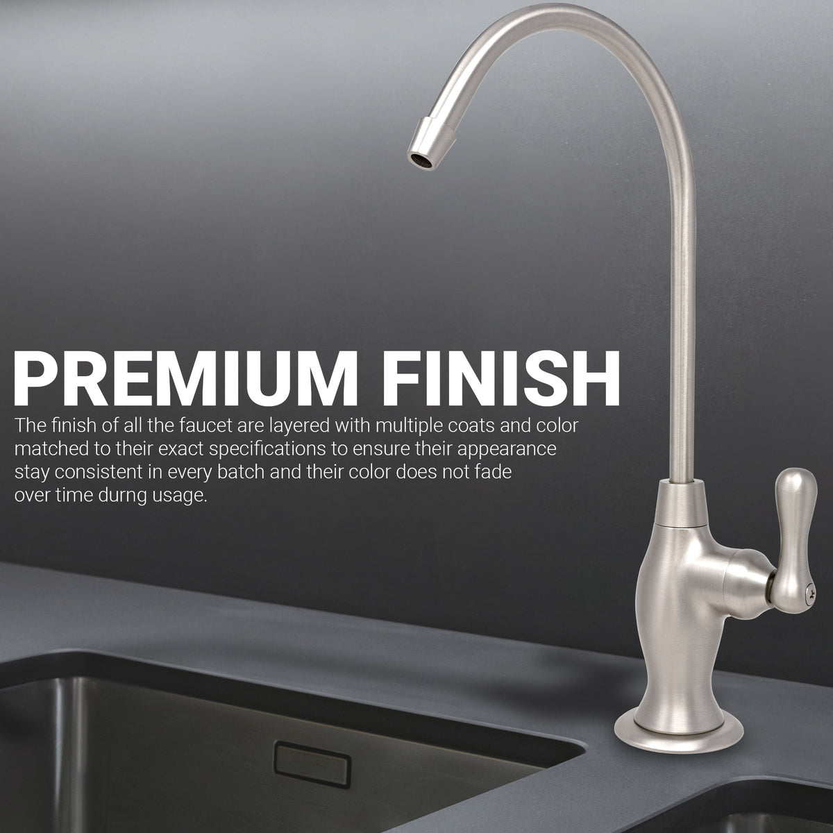 Metpure Vase Style Non-Air Gap RO Faucet Kit with Wrench & 1/4 inch + 3/8 inch OD Adapters, NSF - view 108
