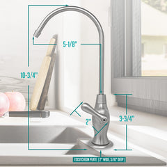 Metpure Vase Style Non-Air Gap RO Faucet Kit with Wrench & 1/4 inch + 3/8 inch OD Adapters, NSF - view 109