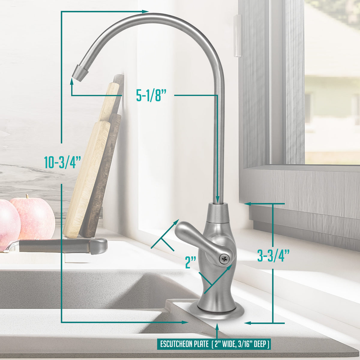 Metpure Vase Style Non-Air Gap RO Faucet Kit with Wrench & 1/4 inch + 3/8 inch OD Adapters, NSF - view 109