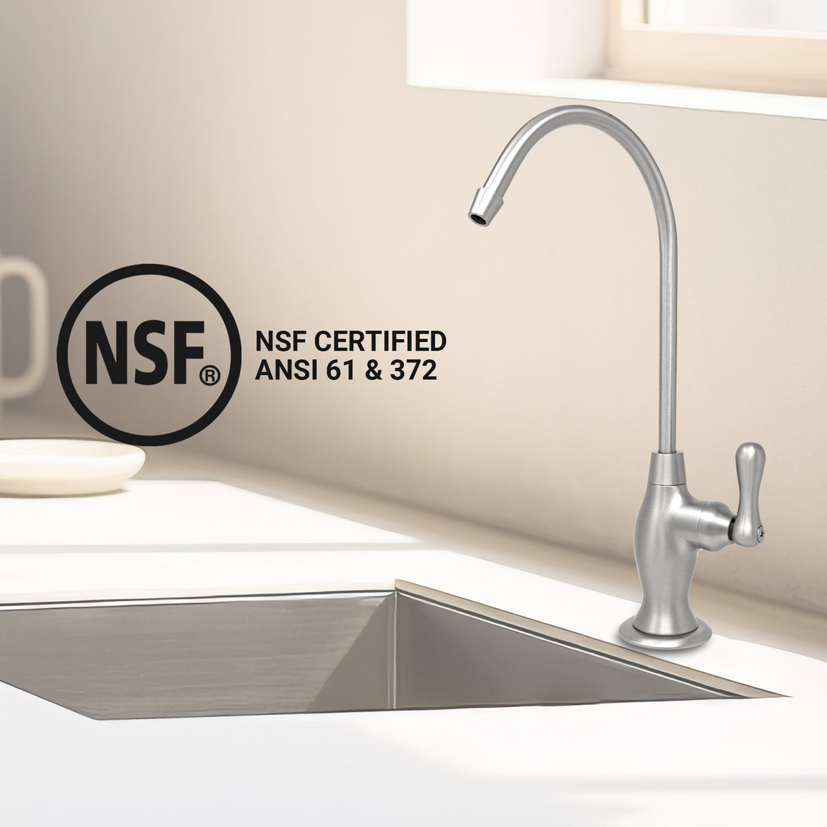 Metpure Vase Style Non-Air Gap RO Faucet Kit with Wrench & 1/4 inch + 3/8 inch OD Adapters, NSF - view 111