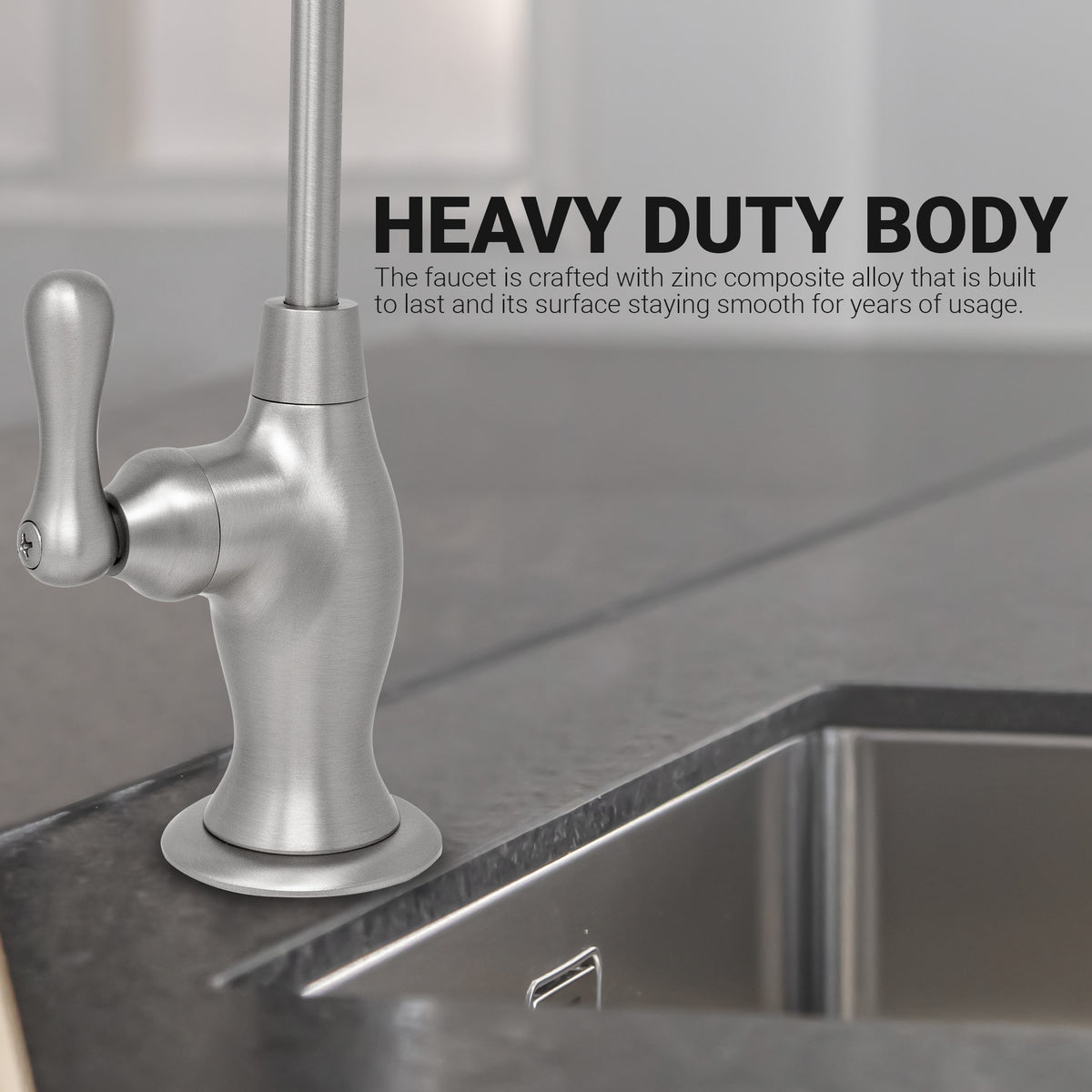 Metpure Vase Style Non-Air Gap RO Faucet Kit with Wrench & 1/4 inch + 3/8 inch OD Adapters, NSF - view 112