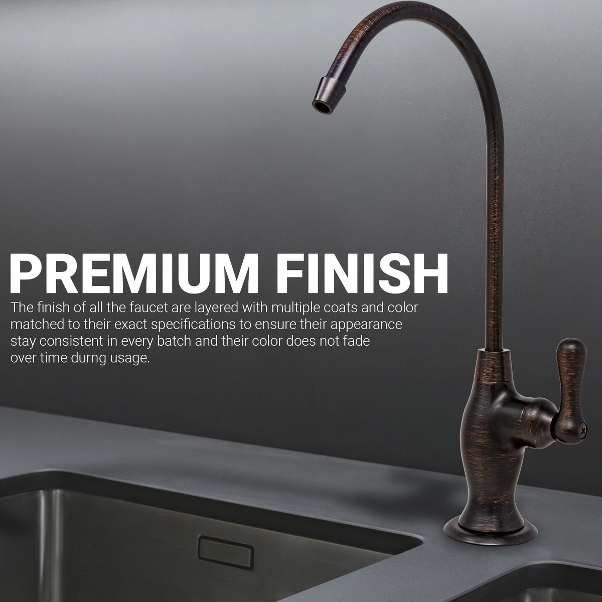 Metpure Vase Style Non-Air Gap RO Faucet Kit with Wrench & 1/4 inch + 3/8 inch OD Adapters, NSF - view 114