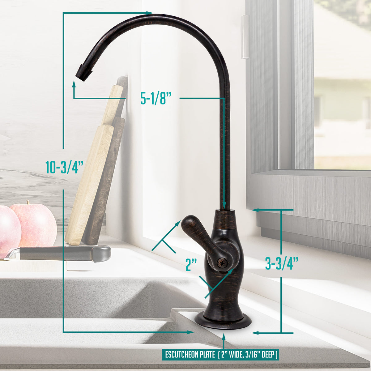 Metpure Vase Style Non-Air Gap RO Faucet Kit with Wrench & 1/4 inch + 3/8 inch OD Adapters, NSF - view 115