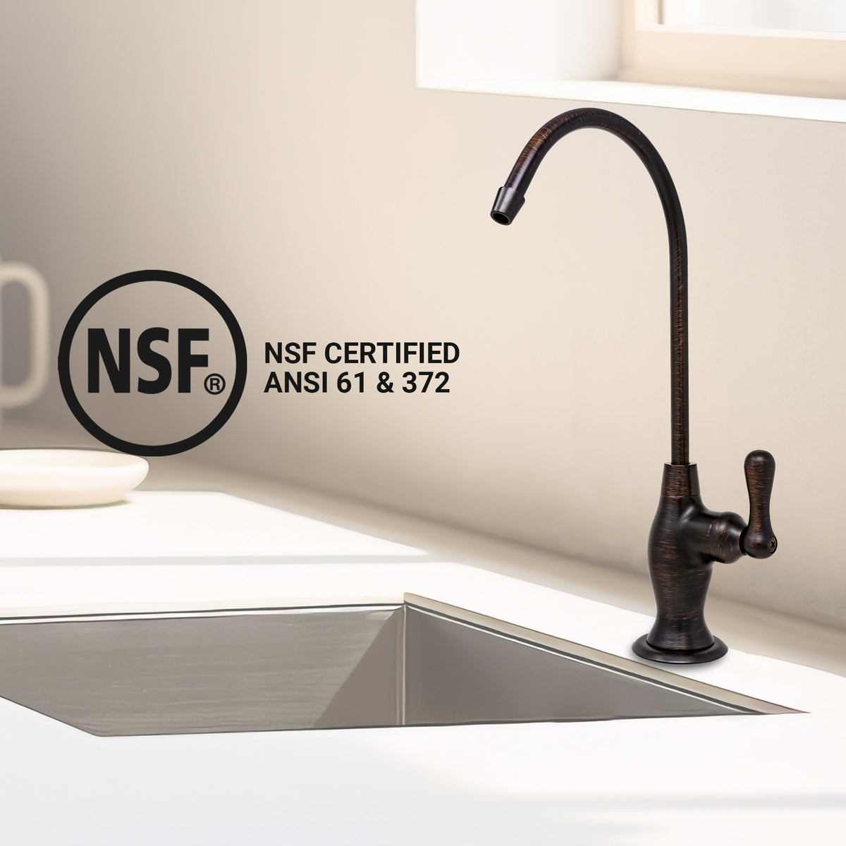 Metpure Vase Style Non-Air Gap RO Faucet Kit with Wrench & 1/4 inch + 3/8 inch OD Adapters, NSF - view 122