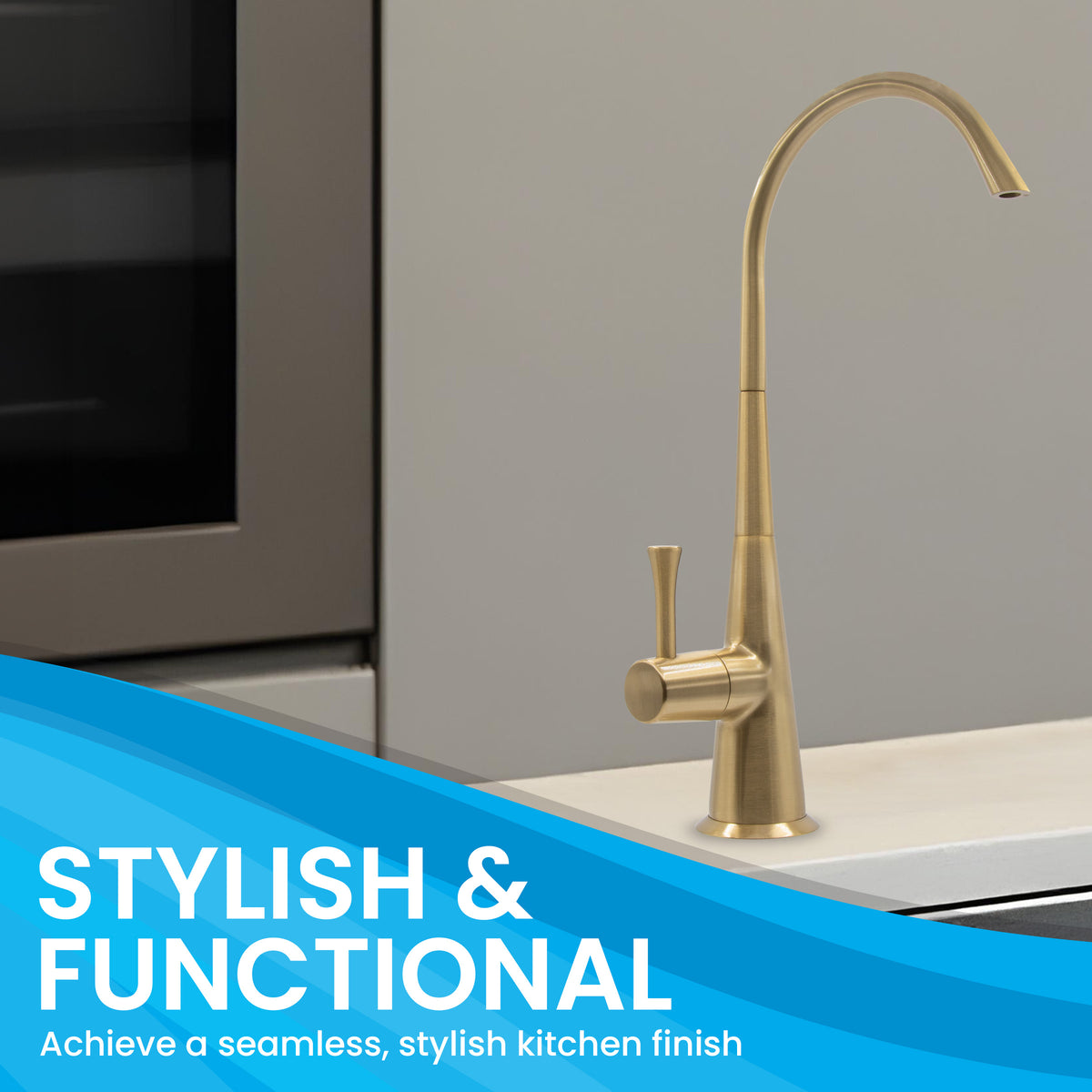 Metpure Anaqua non-air gap reverse osmosis faucet in brushed gold