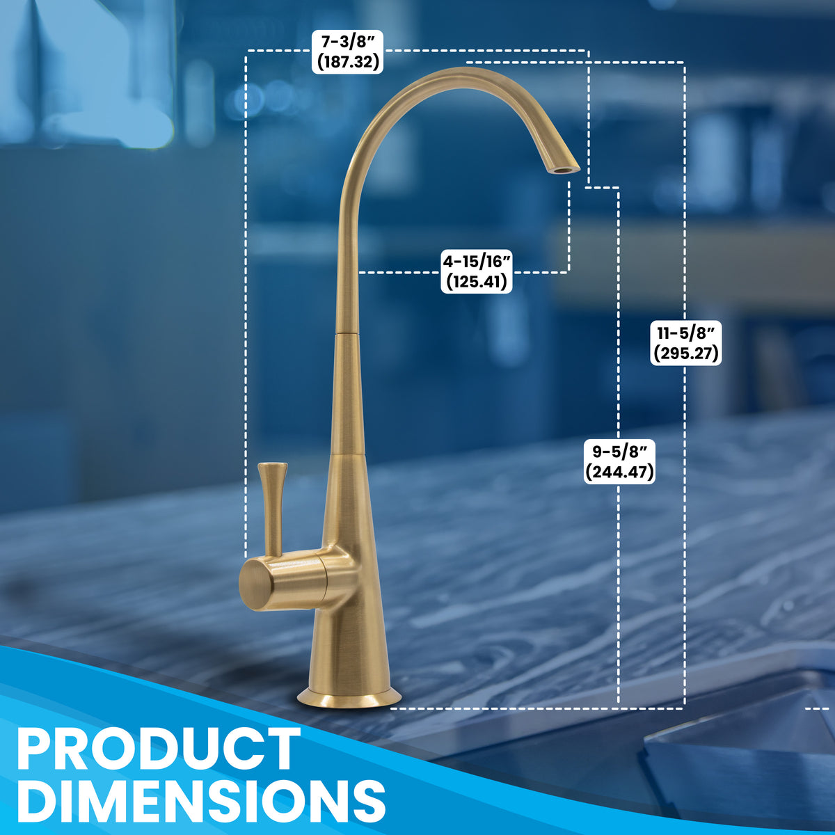 Metpure Anaqua non-air gap reverse osmosis faucet in brushed gold