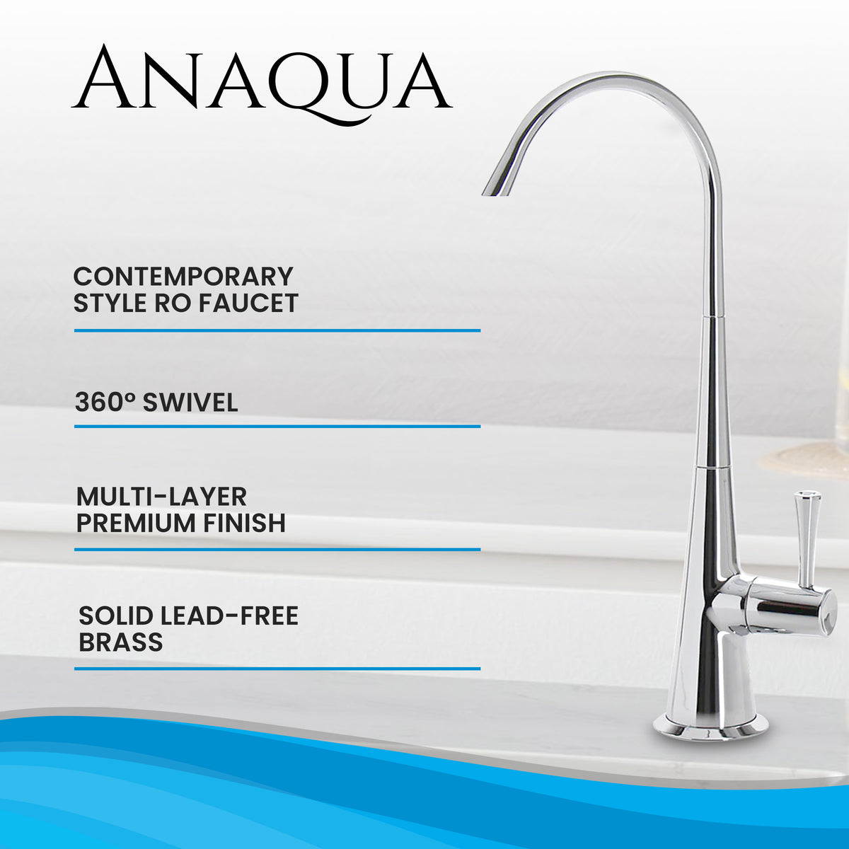 Metpure Anaqua non-air gap reverse osmosis faucet in chrome