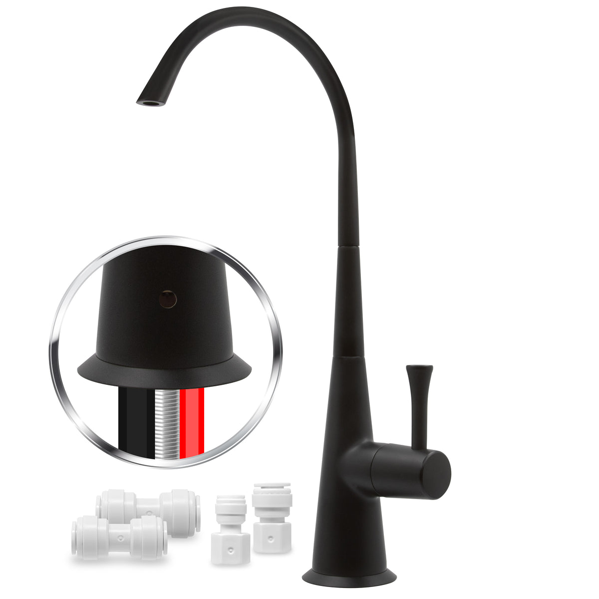 Metpure Anaqua air gap reverse osmosis faucet kit in matte black with wrench and adapters