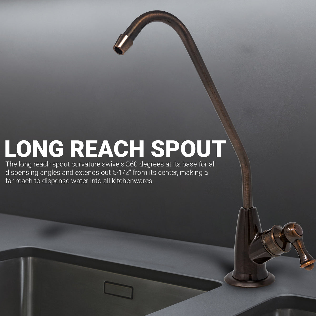 Metpure long reach style non-air gap reverse osmosis faucet in antique wine