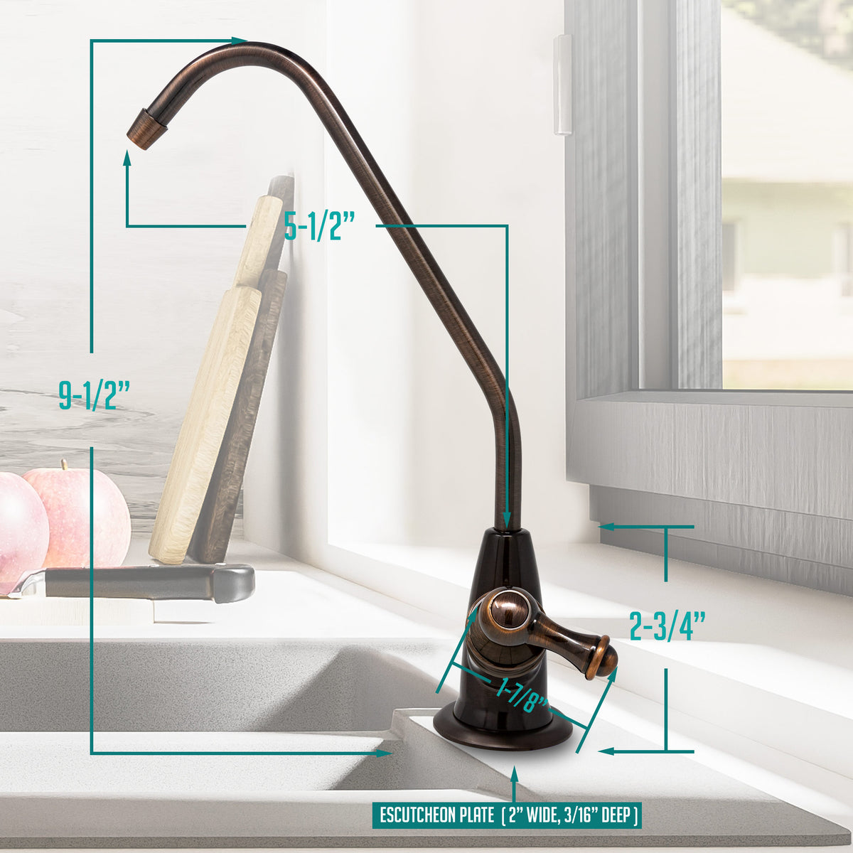 Metpure long reach style non-air gap reverse osmosis faucet in antique wine