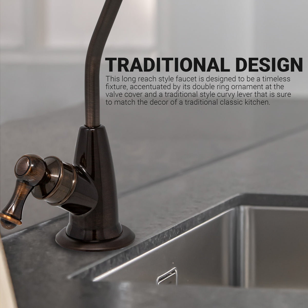 Metpure long reach style non-air gap reverse osmosis faucet in antique wine