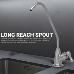 Metpure long reach non-air gap reverse osmosis faucet kit with faucet wrench and adapters