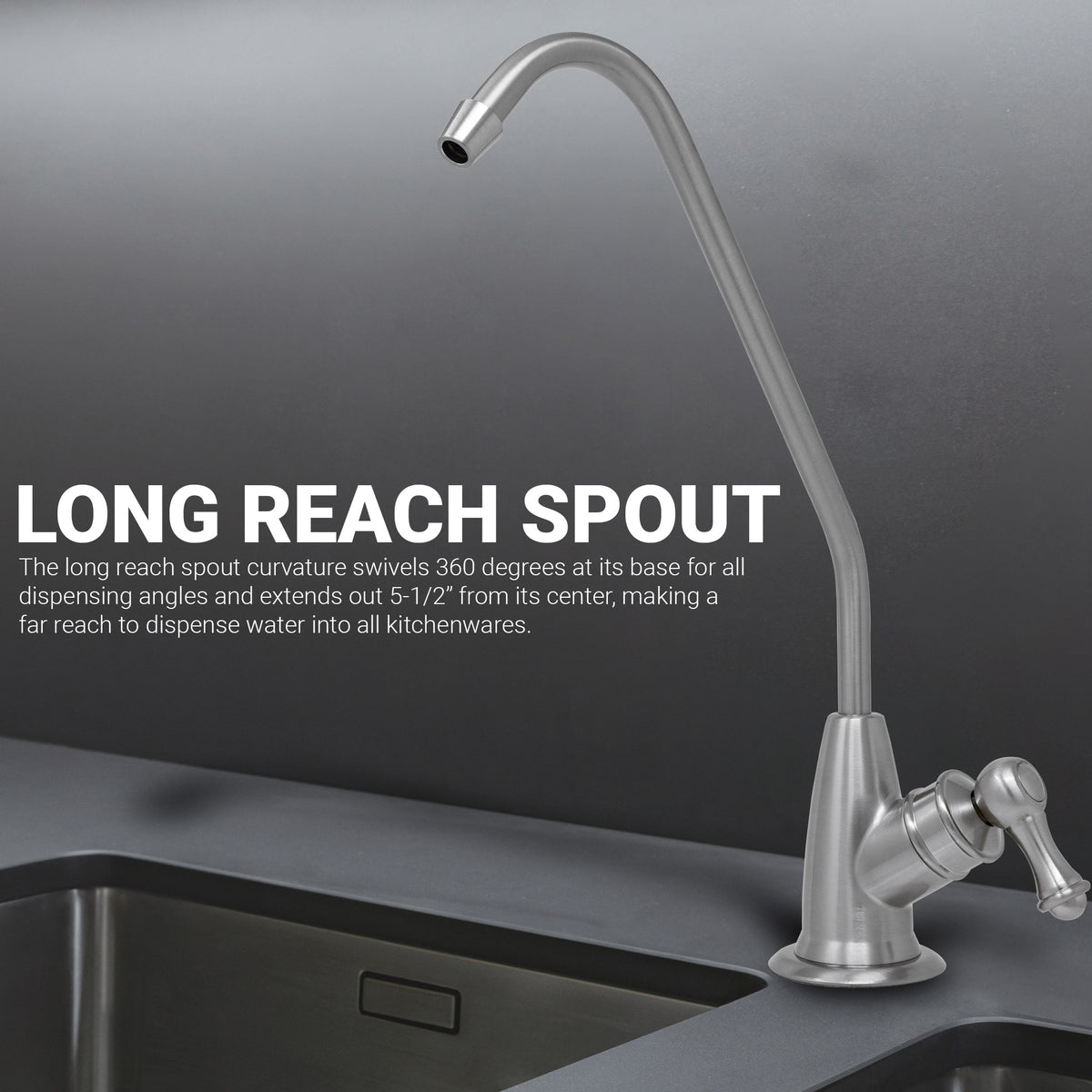 Metpure long reach non-air gap reverse osmosis faucet kit with faucet wrench and adapters