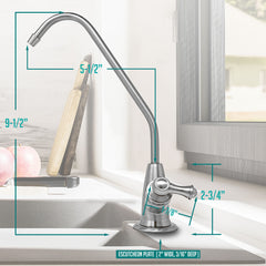 Metpure long reach non-air gap reverse osmosis faucet kit with faucet wrench and adapters