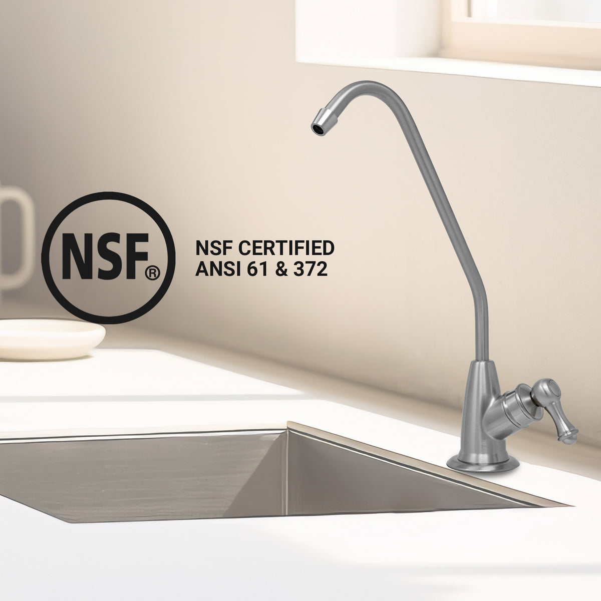 Metpure long reach non-air gap reverse osmosis faucet kit with faucet wrench and adapters