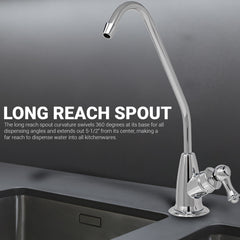 Metpure long reach style non-air gap reverse osmosis faucet in chrome