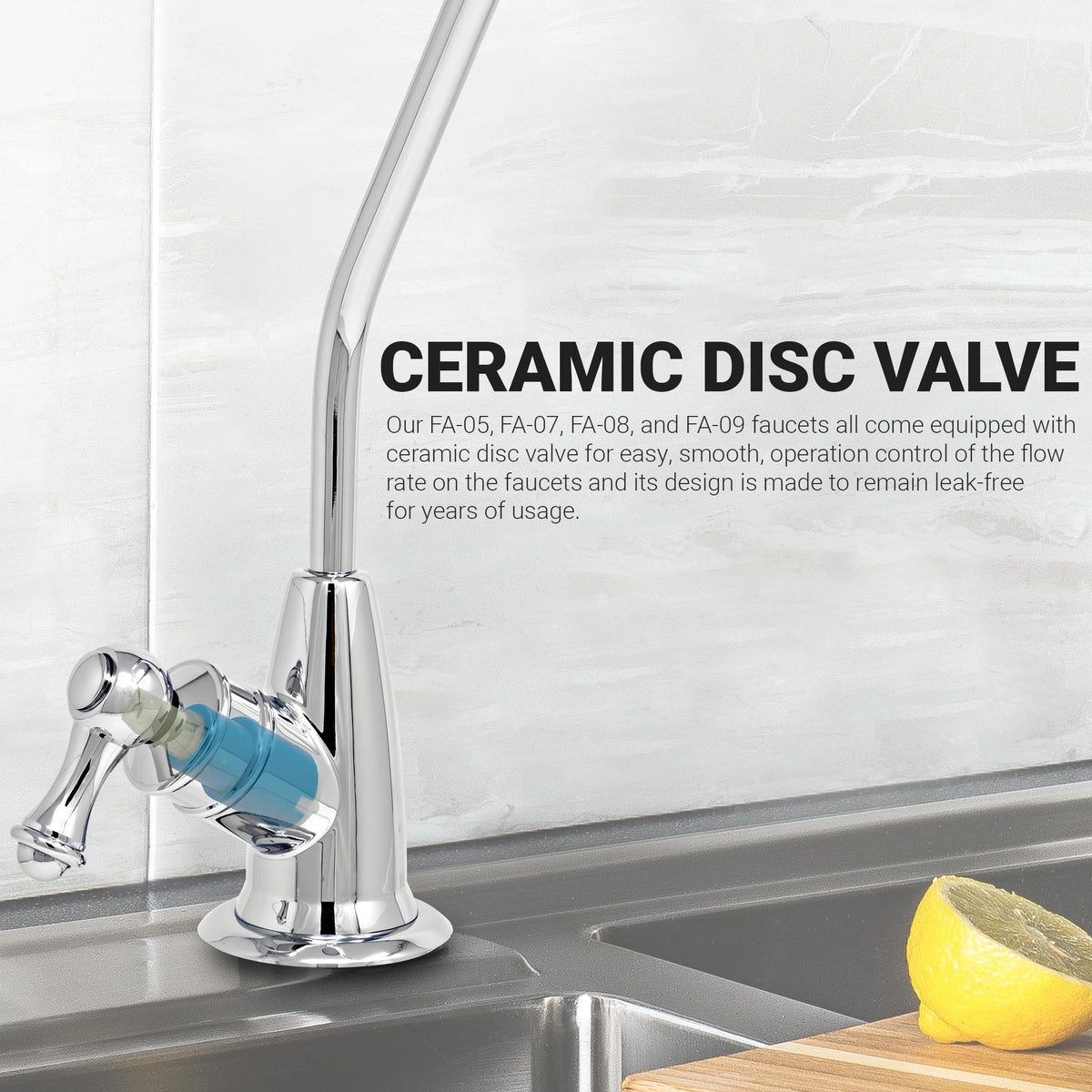 Metpure long reach style non-air gap reverse osmosis faucet in chrome