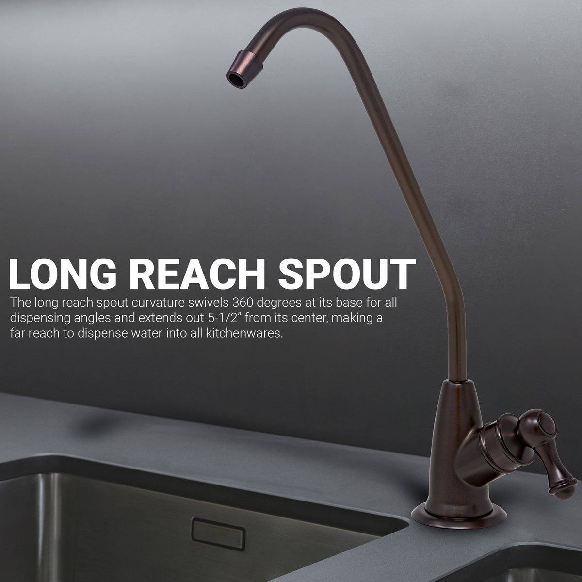 Metpure Long Reach Non-Air Gap RO Faucet Kit with Wrench and 1/4 inch & 3/8 inch OD Adapters, NSF - view 34