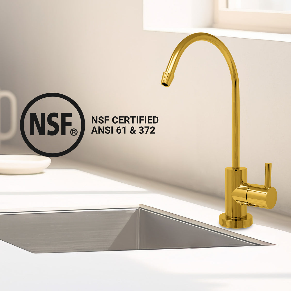 Metpure Small Euro Style Non-Air Gap RO Faucet Kit with Wrench & 1/4 inch + 3/8 inch OD Adapters, NSF - view 57
