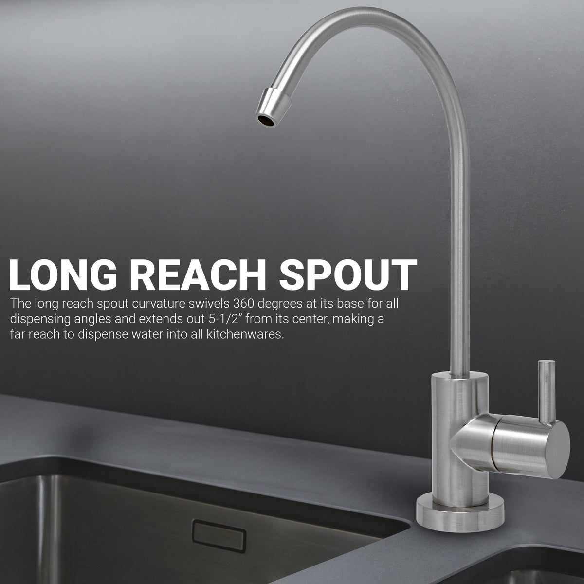 Metpure small euro style non-air gap reverse osmosis faucet kit with faucet wrench and adapters