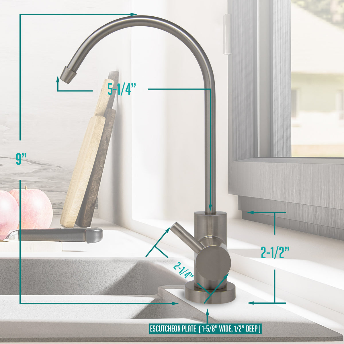 Metpure small euro style non-air gap reverse osmosis faucet kit with faucet wrench and adapters