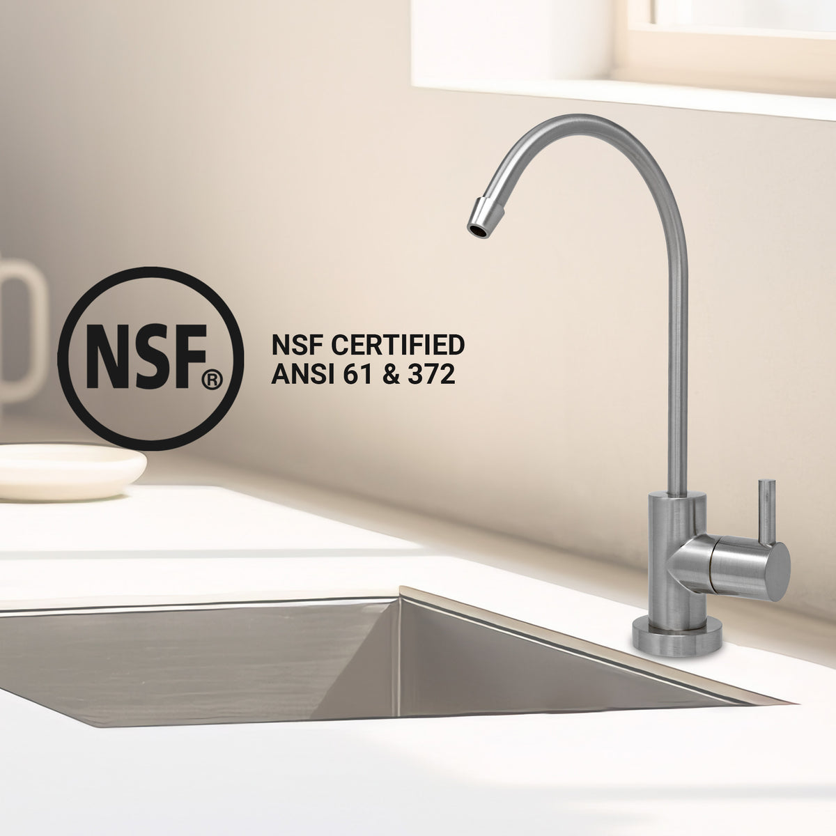 Metpure small euro style non-air gap reverse osmosis faucet kit with faucet wrench and adapters