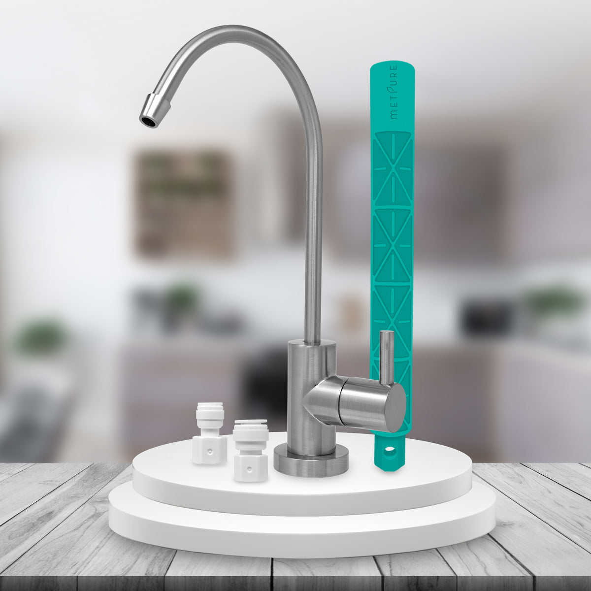 Metpure small euro style non-air gap reverse osmosis faucet kit with faucet wrench and adapters