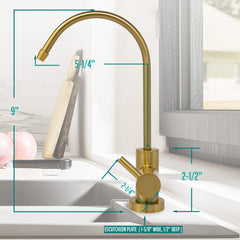 Metpure Small Euro Style Non-Air Gap RO Faucet Kit with Wrench & 1/4" + 3/8" OD Adapters, NSF (Select Color)