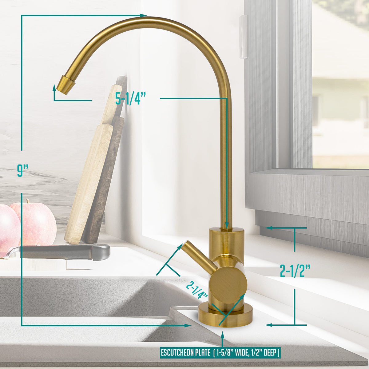 Metpure Small Euro Style Non-Air Gap RO Faucet Kit with Wrench & 1/4" + 3/8" OD Adapters, NSF (Select Color)