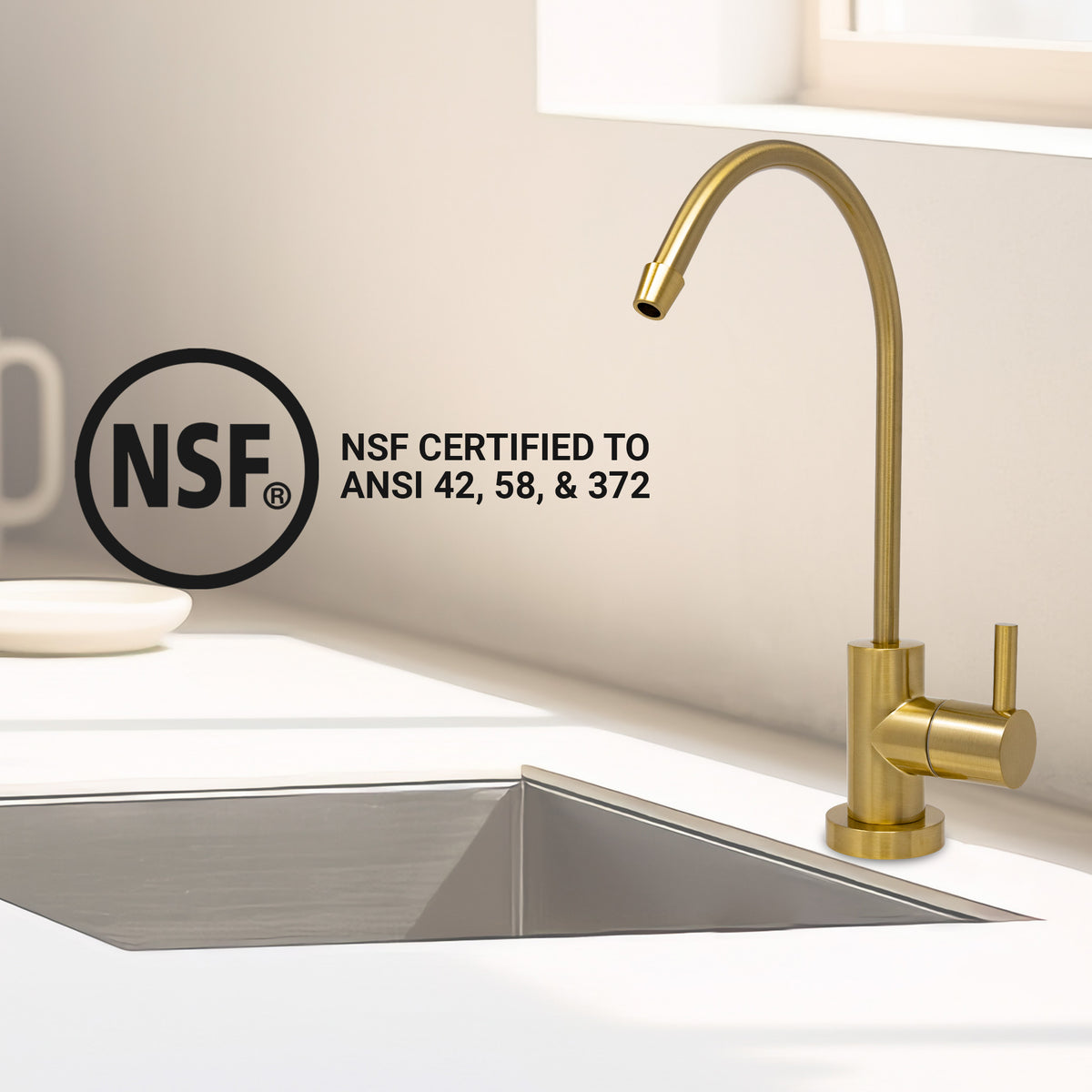 Metpure Large Euro Style Non-Air Gap RO Faucet Kit with Wrench & 1/4 inch + 3/8 inch OD Adapters, NSF - view 50