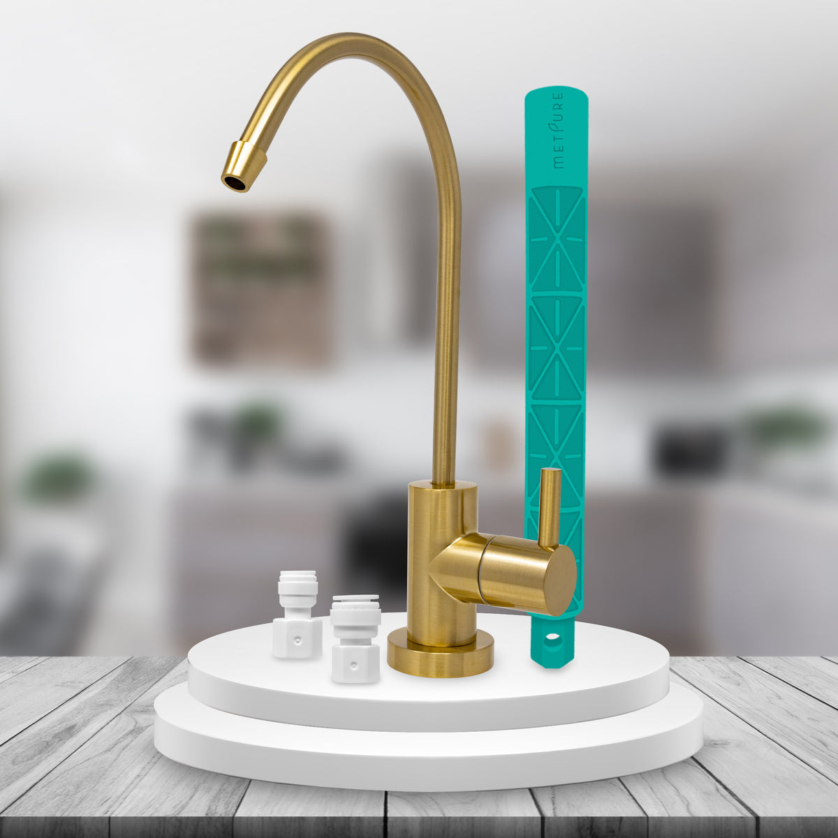 Metpure Small Euro Style Non-Air Gap RO Faucet Kit with Wrench & 1/4 inch + 3/8 inch OD Adapters, NSF - view 58