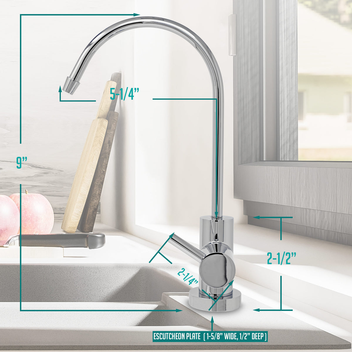 Metpure small euro style non-air gap reverse osmosis faucet kit with faucet wrench and adapters