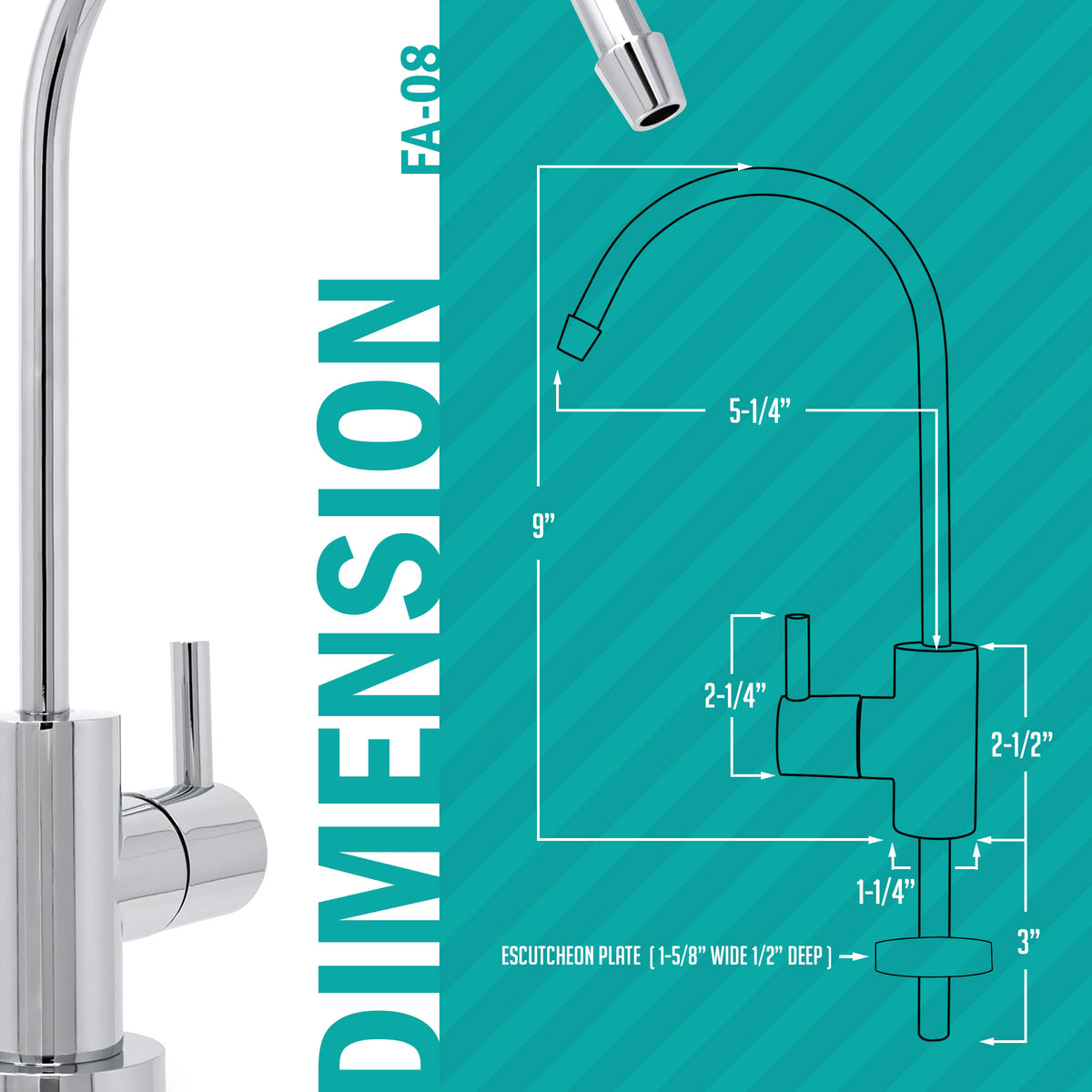 Metpure small euro style non-air gap reverse osmosis faucet kit with faucet wrench and adapters